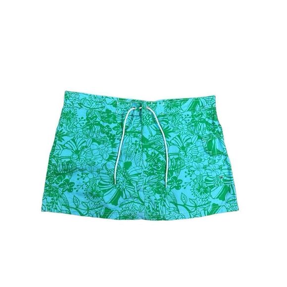 J. Crew Womens 8 Mini Micro Coverup Beach Skirt Blue/Green Floral Coastal Resort - Picture 1 of 8